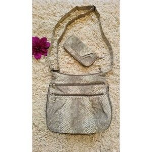Travelon CROSSBODY & RFID Anti Threft WALLET Travel Shoulder Handbag Snakeskin